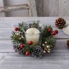 Christmas Candle Ring Artificial Pine Needle Pinecone Berries Garland Rustic Festive Candle Wreath for Home Table Centerpiece Decor