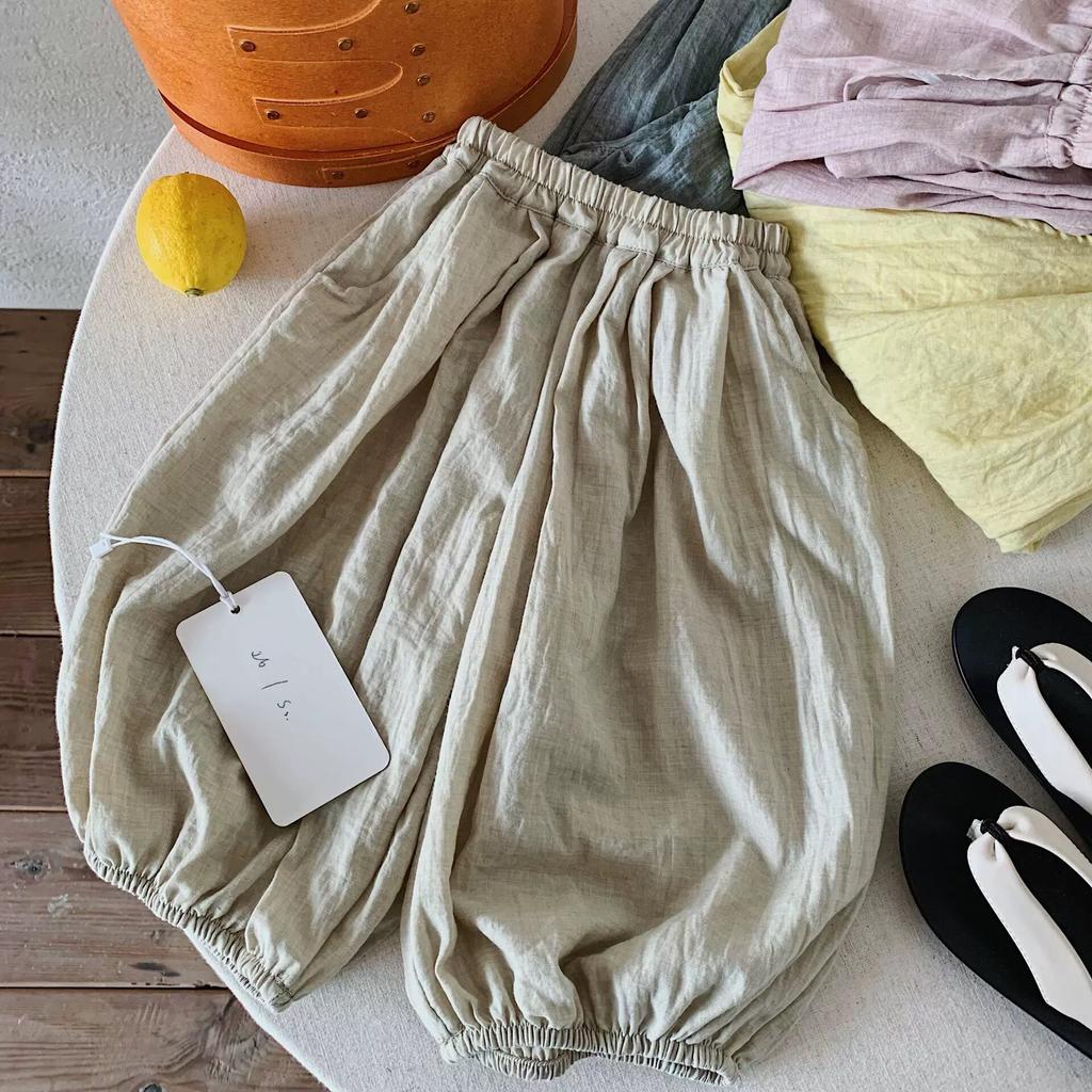 Детские летние легкие свободные антимоскитные однотонные штанишки-bloomers для мальчиков и девочек
