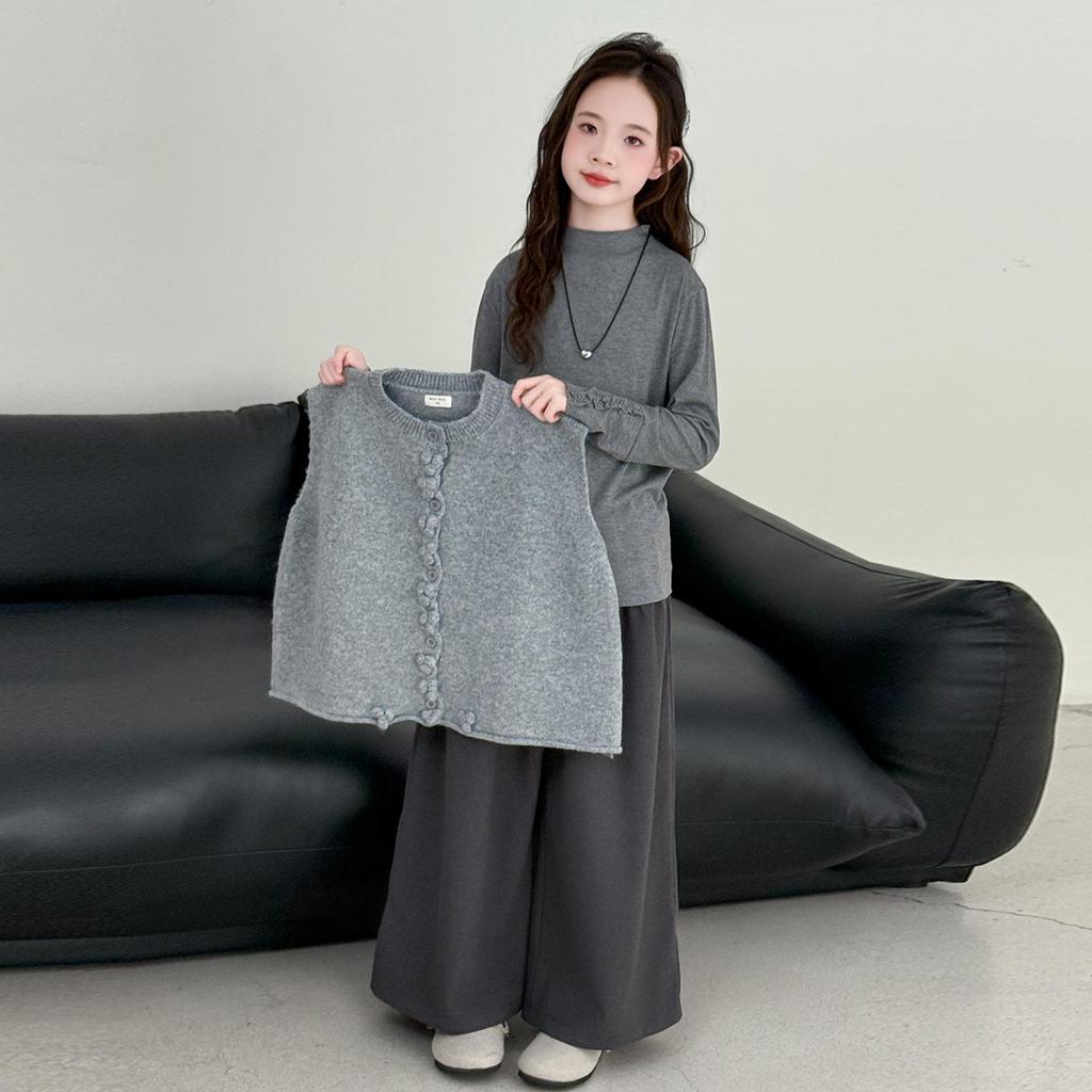 Девочки Корейский Стиль Комплект из Трех Вещей Осенняя Мода 2025 – Стильный Повседневный Наряд для Старших Девочек