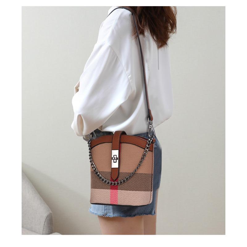 Новая сумка-ведро из коровьей кожи Мини-сумка для мобильного телефона Клетчатая сумка Европейская и американская модная кожаная сумка через плечо