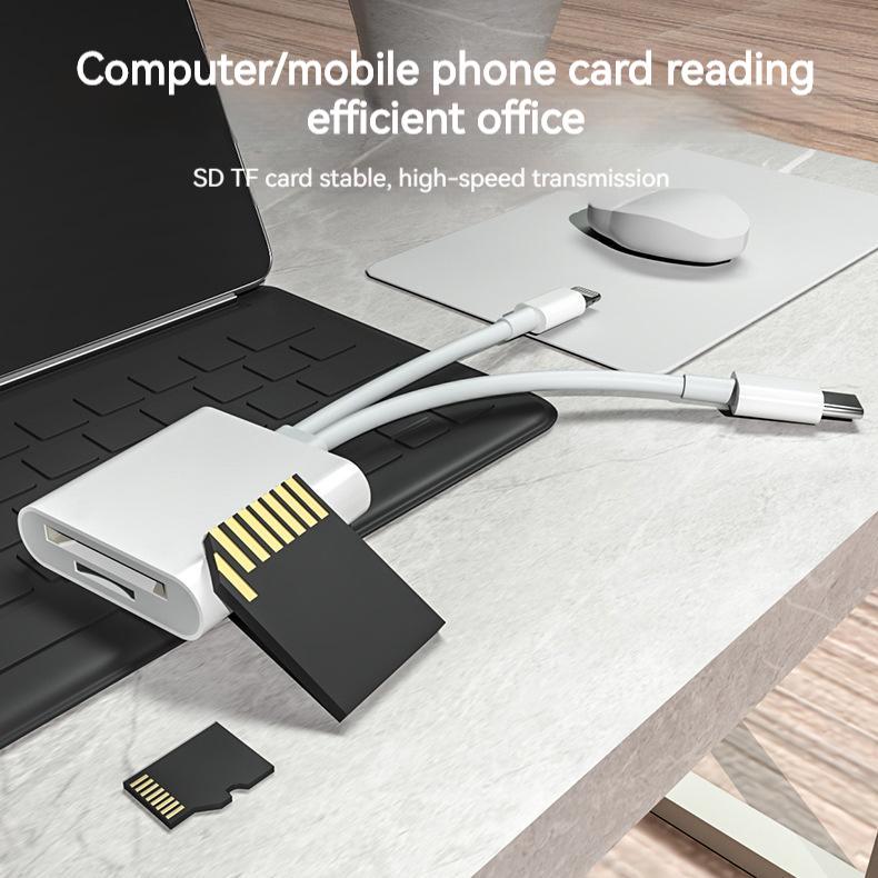 Универсальный OTG-адаптер-кардридер 2-в-1 для устройств Apple Type-C: Поддерживает SD/TF карты