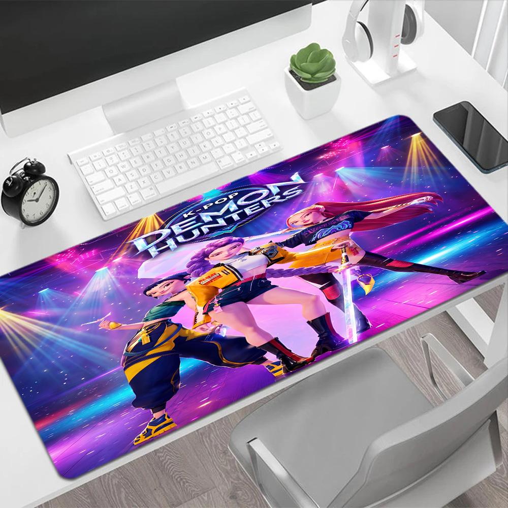 Kpop Huntrx Magical Girls Neon Star Girls Gaming Mouse Pad Office Mouse Mats Ultralong Desk Mat Nonslip Rubber Base Gaming Accessories Ideal Gift For