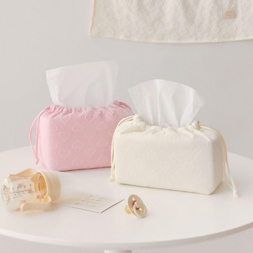 Heart-shape Pattern Cotton Napkin Holder Large Capacity Car Paper Boxes  Bedroom