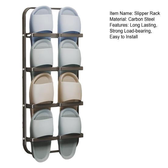 Bathroom Slipper Rack Multi-layer Strong Load-bearing No Punching Required Easy To Install Wall Mount Shoes Slipper Drainage Rack