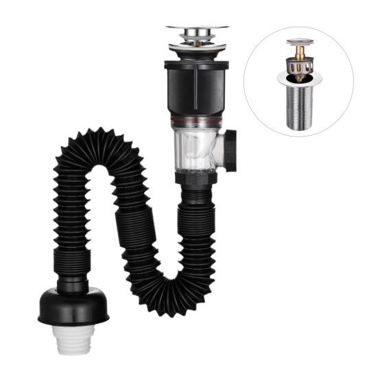 Bathroom Sink Drain Kit with Flexible Expandable P-Trap Leak-Proof Odor Prevention Easy Installation