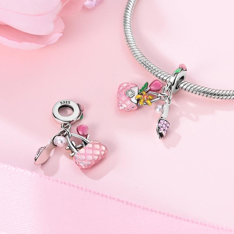 925 Sterling Silver Yellow Flower Sunflower Pendant House Owl Beads Slippers Bag Charms Beads Fit DIY Silver Bracelets Jewelry