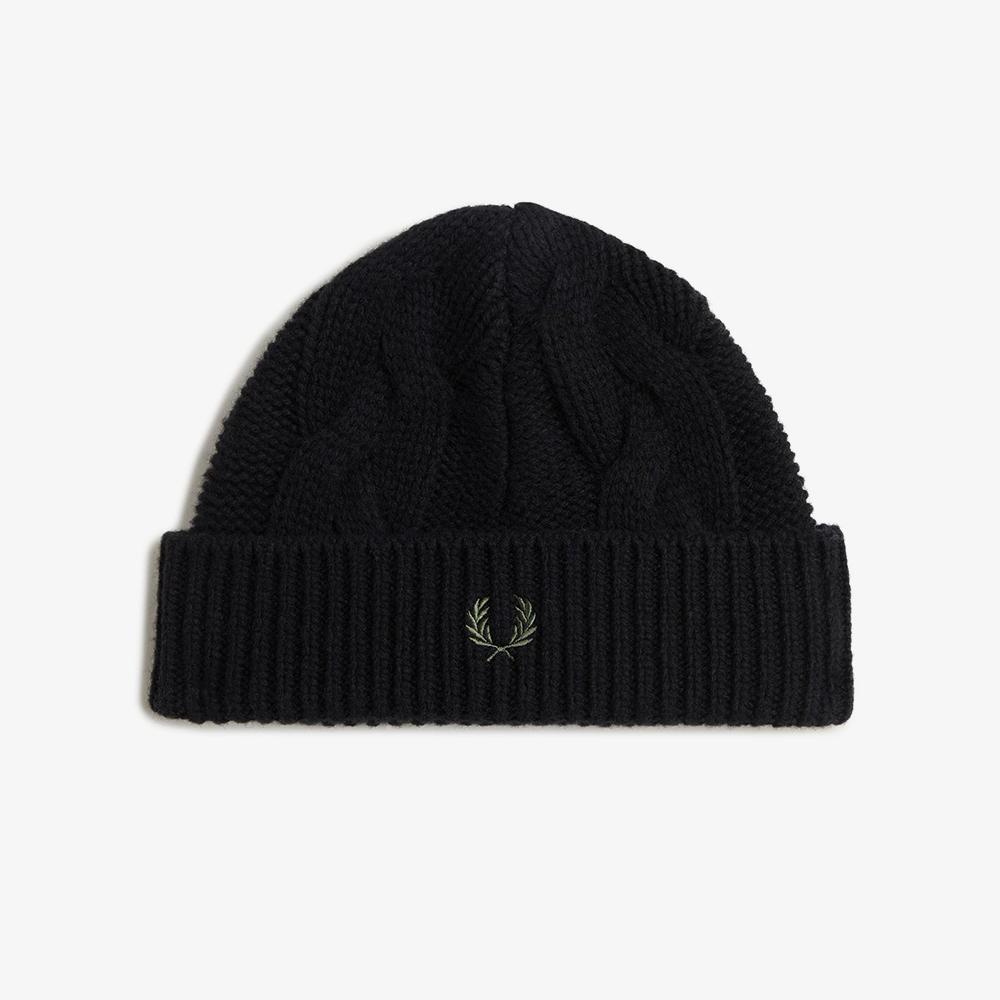 Fred Perry Вязаная шапка-бини из шерсти ягненка, косами - Черный Cfpu2438135-102