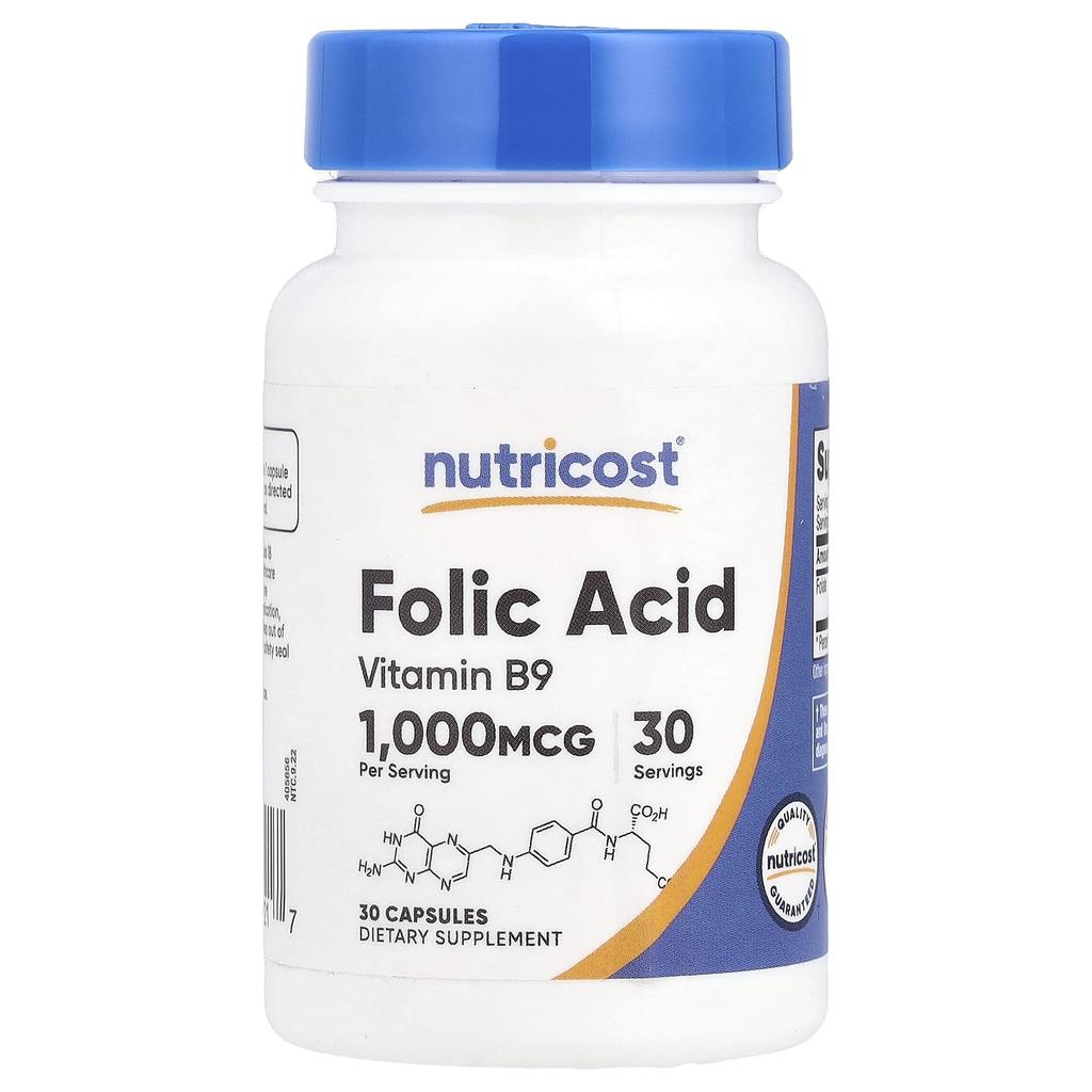 Nutricost Folic Acid, 1,000 Mcg, 30 Capsules