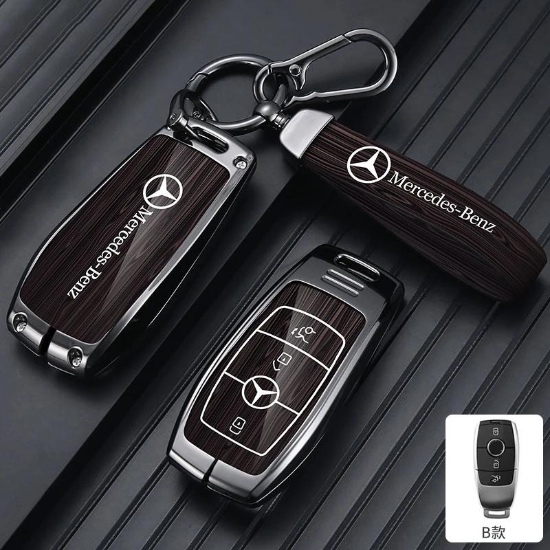 ZJH5 Car Key Case Cover For Mercedes Benz E C G M R S Class W204 W212 W176 GLC CLA GLA AMG Protector Keychain Shell Accessories