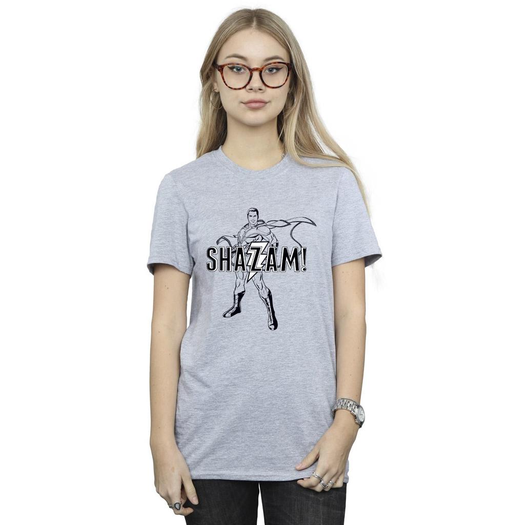 DC Comics Womens/Ladies Shazam Outline Cotton Boyfriend T-Shirt