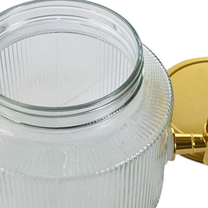 Fluted Glass and Gold Metal Beverage Dispenser 18x18x15cm