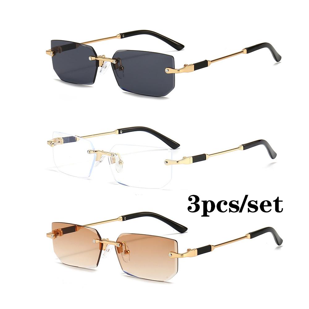 Модные безободковые прямоугольные солнцезащитные очки Популярные женские мужские солнцезащитные очки Маленькие квадратные солнцезащитные очки для женщин мужчин Летние для путешествий Окулос