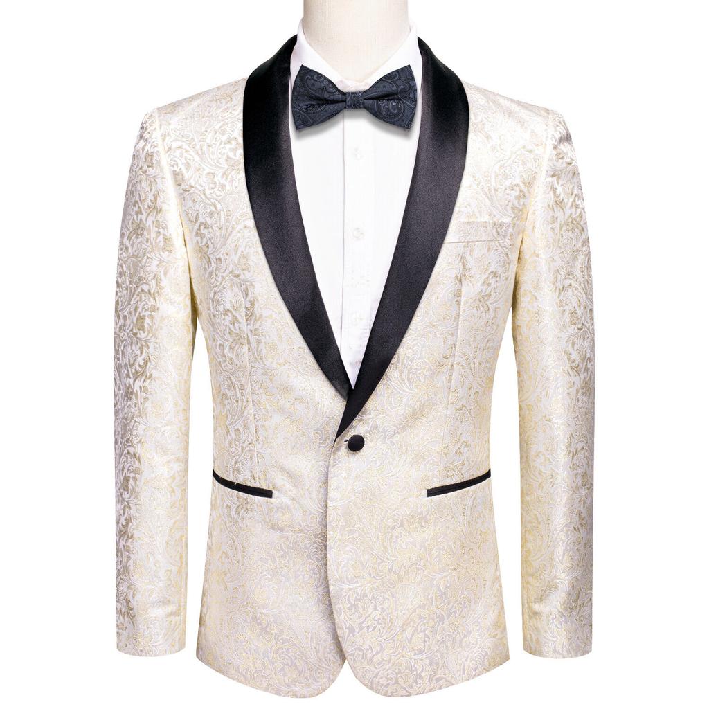 Men's Floral Dress Suit Luxury Embroidered Wedding Blazer Dinner Tuxedo Jacket