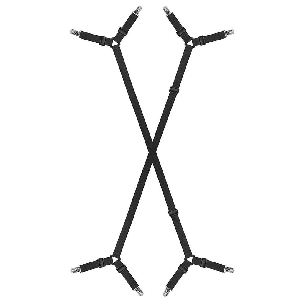 2Pcs Lengthen Sheet Bed Adjustable Suspenders Crisscross Band Straps Grippers Mattress Duvet Elastic