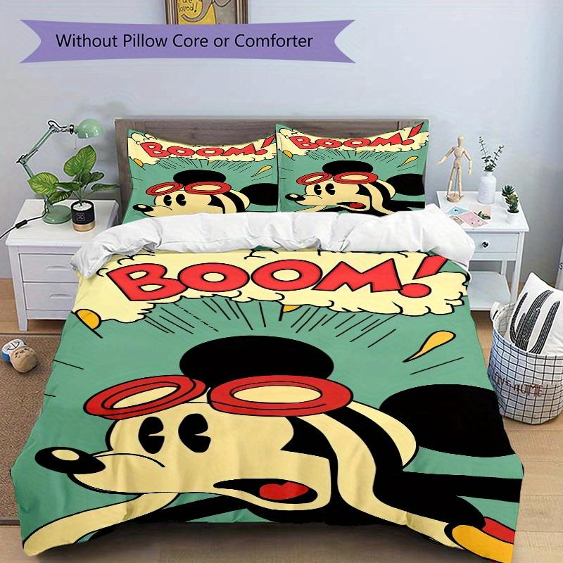 3pcs Mickey Mouse Goggles BOOM Bedding Set - Includes Quilt Cover and Pillowcases, Suitable for All Seasons, Machine Washable - Ideal Gift for Fa
