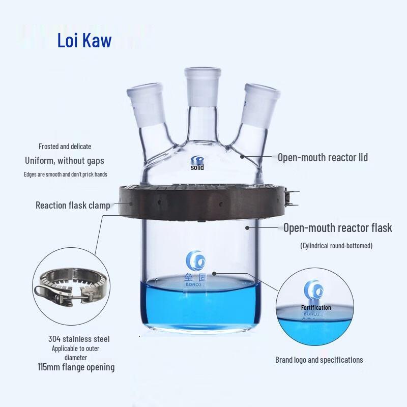 High Borosilicate Glass Three-Neck Flat Bottom Lab Reactor