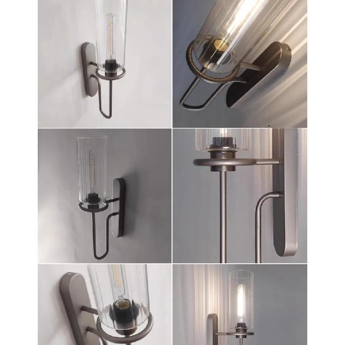 American Retro Industrial LED Wall Lamp Nordic Luxury Glass Crystal Bedside Corridor Mirror Sconces Home Lighting