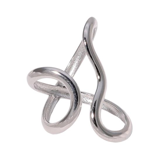 Finger Ring Open Adjustable Fit Women Ring Stainless Steel Texture Exaggerated Unconventional Lines Design Finger Band Jewelry Gift