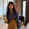 Striped Women Blouses Basic Vintage Chic Long Sleeve Shirts Korean Fashion Old Money Style Casual Tops Office Wear