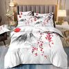 Japanese-Style Duvet Cover Cherry Bedding Set  Ukiyo-e Theme Wave Pattern Quilt Cover Mountain Exotic Style