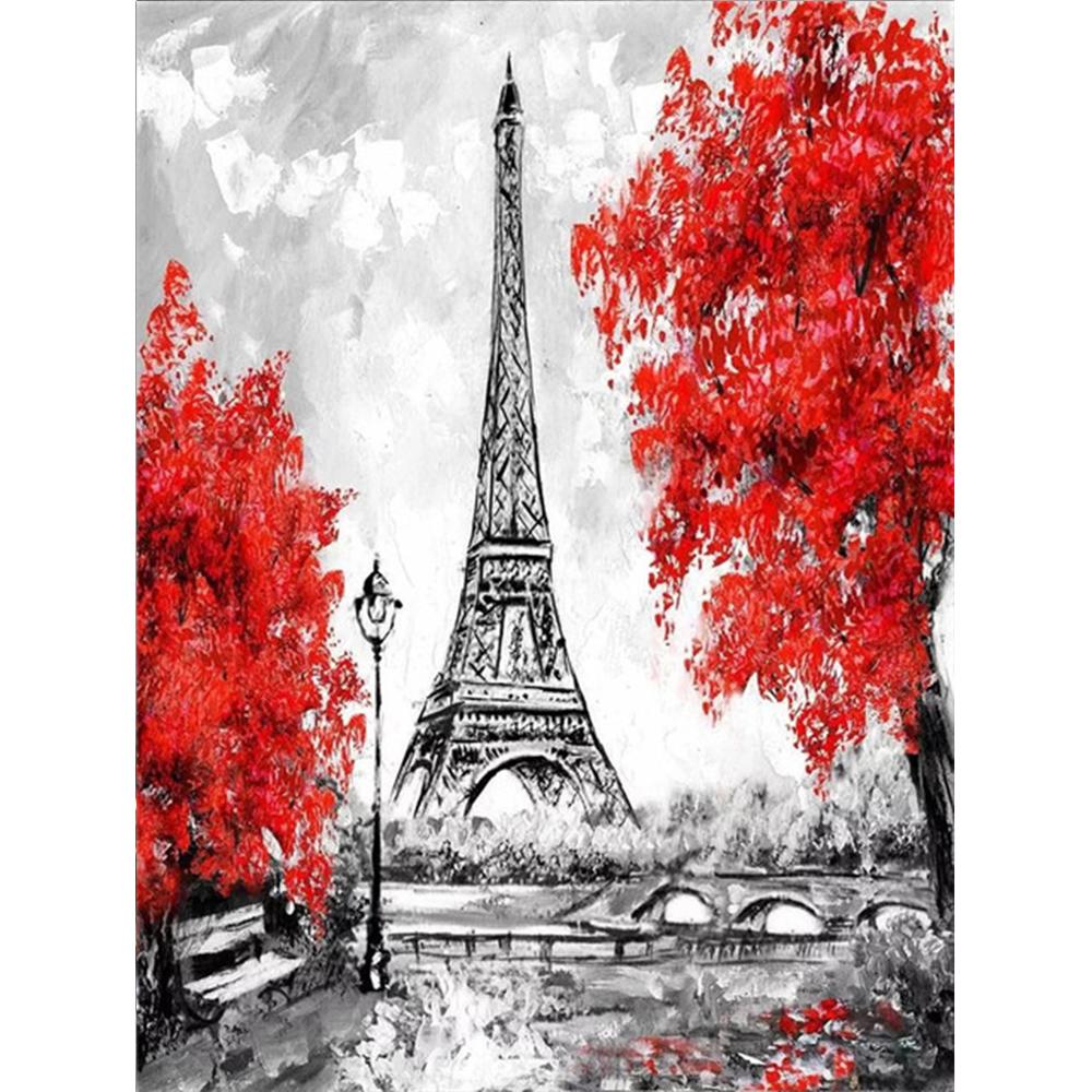 5D Алмазная вышивка с полной дрелью, вышивка крестиком, уличная алмазная живопись, пейзажная мозаика, Эйфелева башня, ремесленный домашний декор