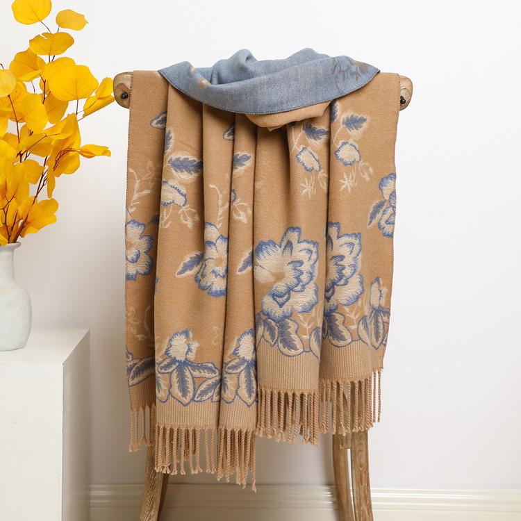 2024 Autumn And Winter New Thickened And Extended Cashmere Scarf Versatile Women'S Warm Neck Protection Scarf Double Sided Scarf Shawl