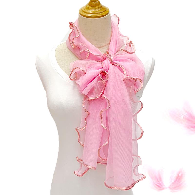 Lace Scarf Women Lightweight Hijab Elegant  Print Silk Neckerchief Shawl Wraps Headband Handle Hair Accessories Bandana