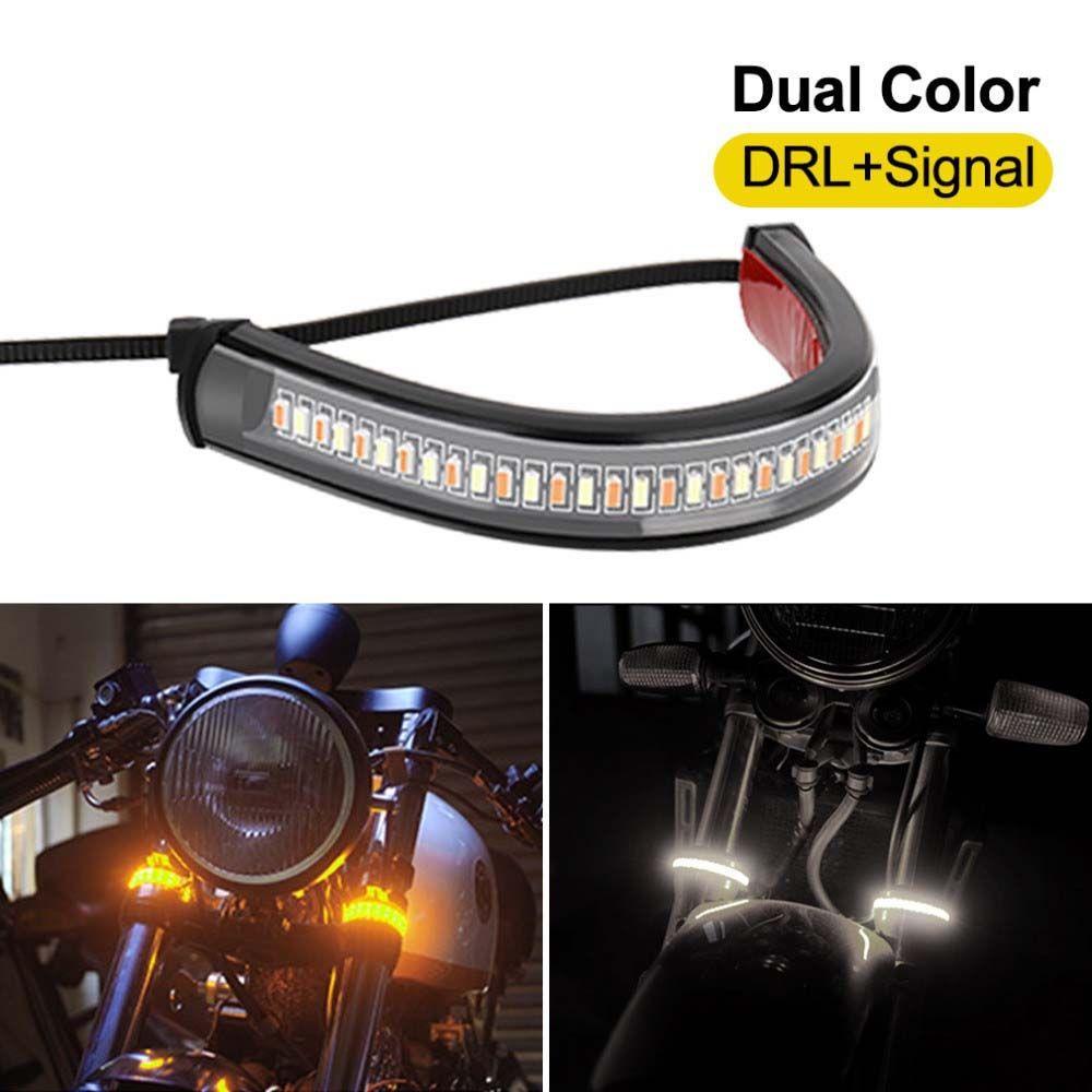 Motor Flasher Light LED Daytime Running Lamp Ring Fork Strip Lamp Motorcycle Turn Signal Light