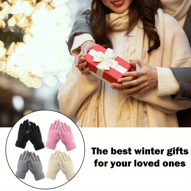 4 шт. Зимние перчатки - Очень теплые, эластичная вязка с мягкой ладонью, противоскользящий захват, ветрозащитные и для активного отдыха
