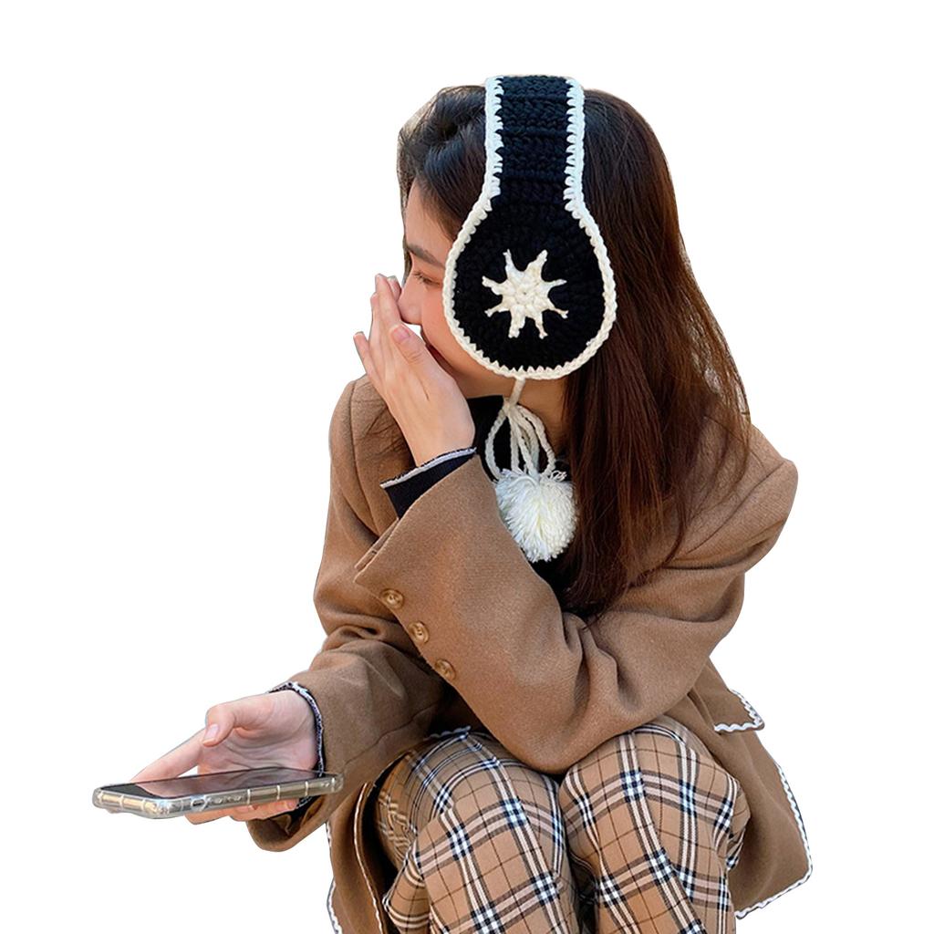 Вязаные наушники с ремешком для женщин, теплые наушники для согревания ушей, защитные от холода, пушистые накладки для ушей для фото на открытом воздухе, наушники