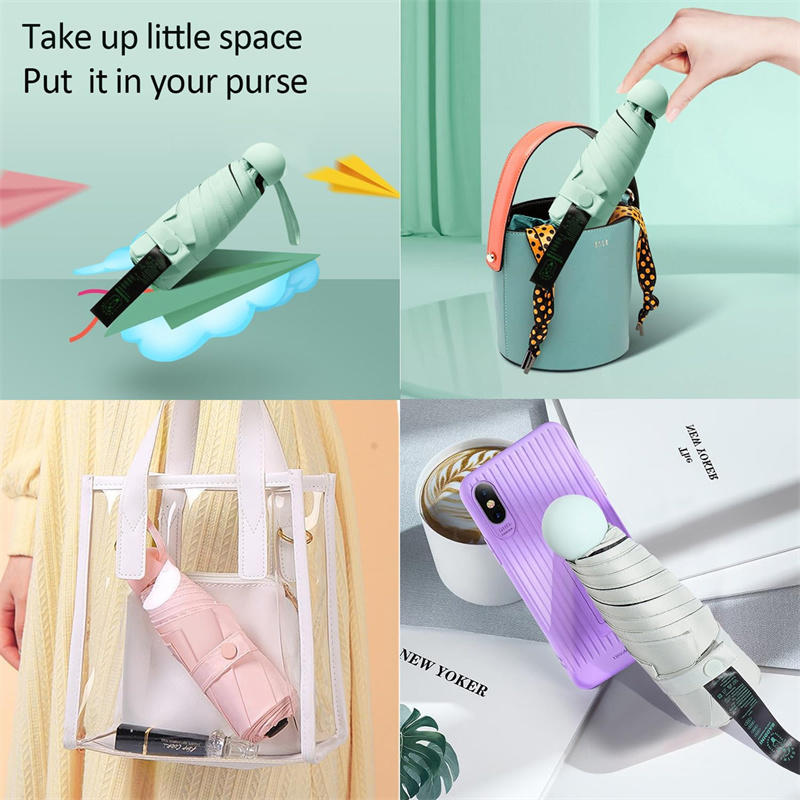 Мини-пять складных 6-костных зонтов, устойчивых к дождю и ветру, защита от ультрафиолета, портативный модный мужской и женский зонтик