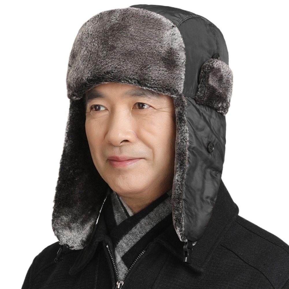 Защита ушей Зимняя кепка-бомбер Ветрозащитная теплая снежная кепка Мужская зимняя ушанка для спорта на открытом воздухе