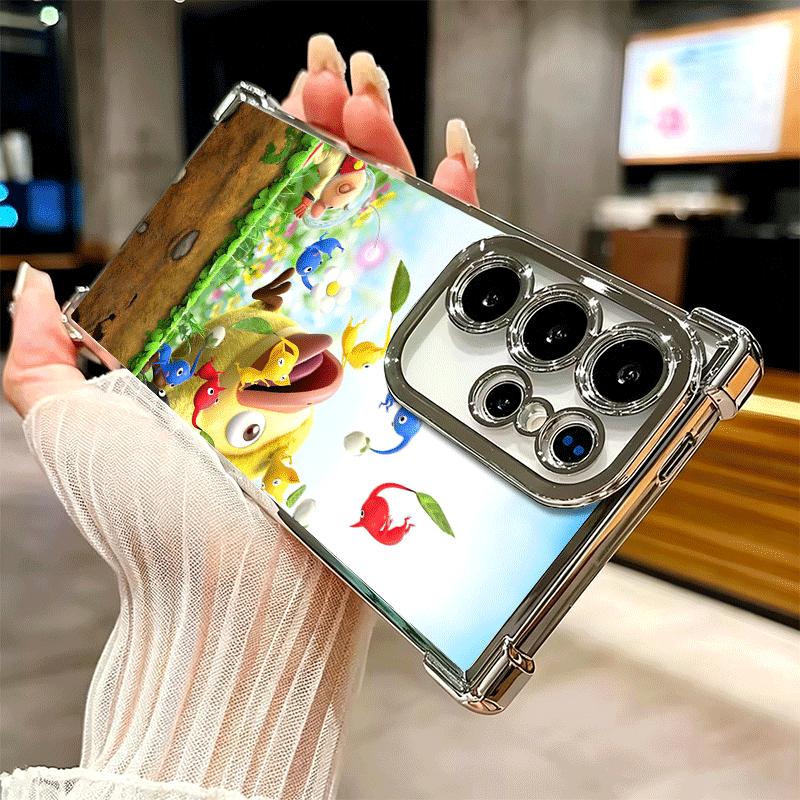 P-Pikmins Cute Game Soft Phone Case For Samsung Galaxy S26 Ultra S25 Edge S24 FE S23 Plus S22 S21 + S20 Plating Anti-Fall Fundas