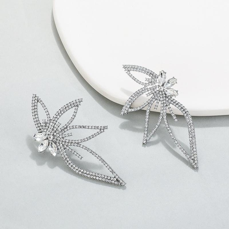 Роскошные преувеличенные серьги-гвоздики с кленовым листом и цирконием для женщин, индивидуальные украшения для вечеринки, подарок