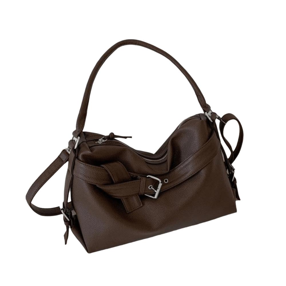 Large Capacity Motorcycle Shoulder Bag Soft Underarm Bag Leather Tote Bag Casual Commuting