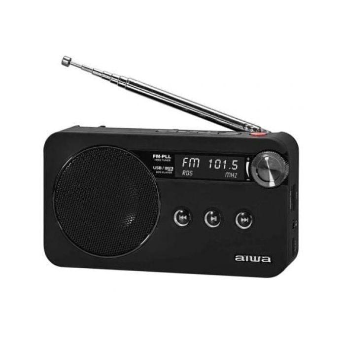 Portable Radio - AIWA - RS-77PLL-BK - Black - USB TYPE-C - Rechargeable Lithium Battery