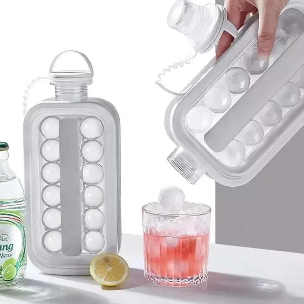 Портативная складная бутылка для воды 2-в-1 с креативной формой для кубиков льда, решетка для ледяного хоккея, кухонные и барные гаджеты, инструмент для приготовления льда