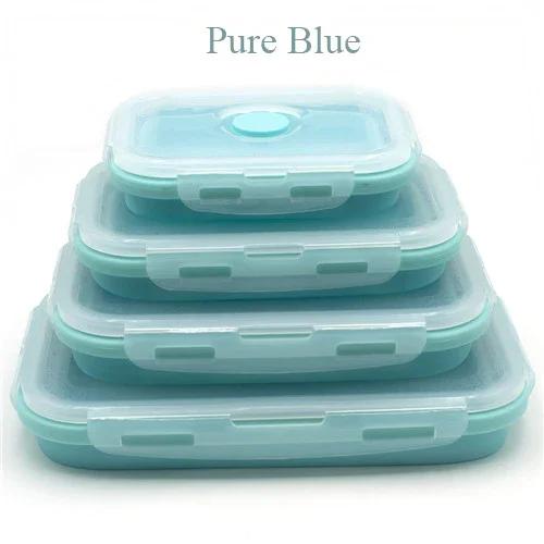 Collapsible Silicone Food Container, Portable Bento Lunch Box, Microwave Food Storage Containers for Home and Outdoor Use