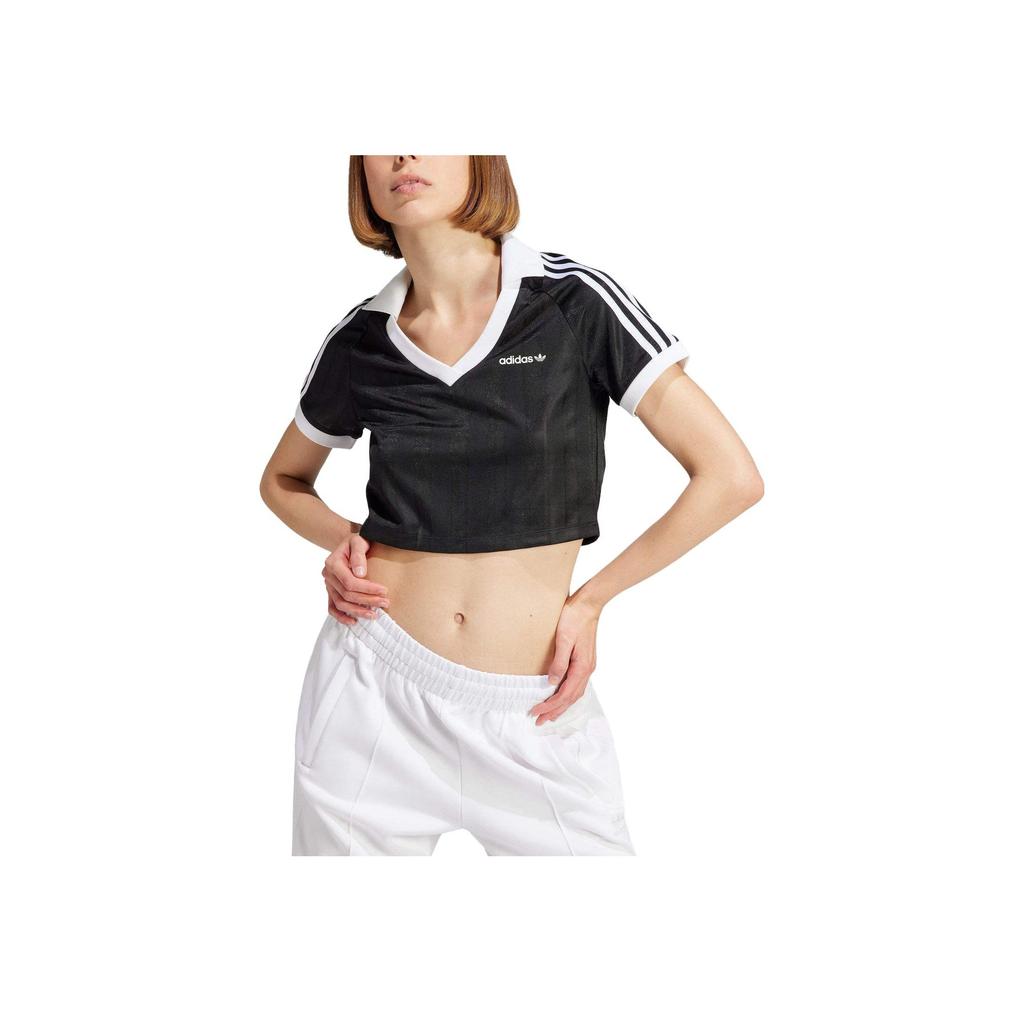 Adidas Originals Trefoil Letter Logo Print Short Sleeve T-Shirt Women Tops Black IR9780