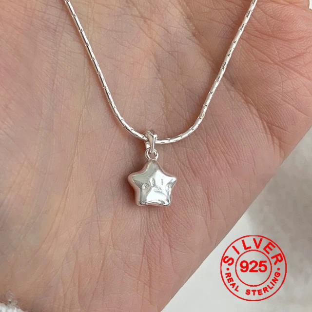 Silver Color Choker Necklace For Women Star Smiple Geometric Fine Jewelry Wedding Party Birthday Gift