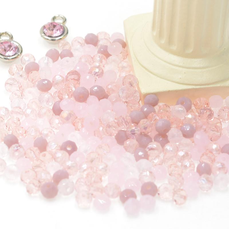 Ярко-розовая серия, разноцветные рондели диаметром 4/6 мм, граненые хрустальные бусины, кварцевые подвески, бусины для изготовления ювелирных изделий, аксессуары