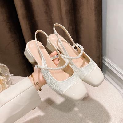 Весна Лето 2025 Новые Женские Сандалии Элегантные Туфли Vestido Прочные Высокие Каблуки Женские Толстая Подошва Стиль Мэри Джейн Для Повседневной Носки