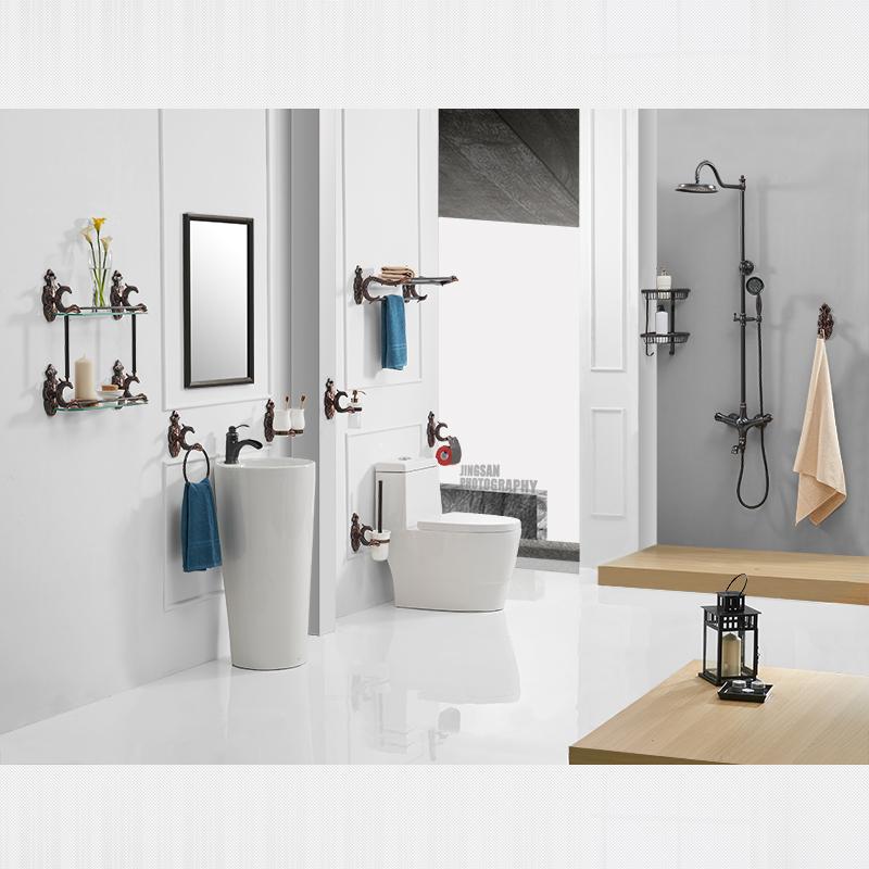 Cup & Tumbler Holders Brass Antique Tumbler Toothbrush Holder With Double Ceramics Cups Decorative Bathroom Accessories WF-88802