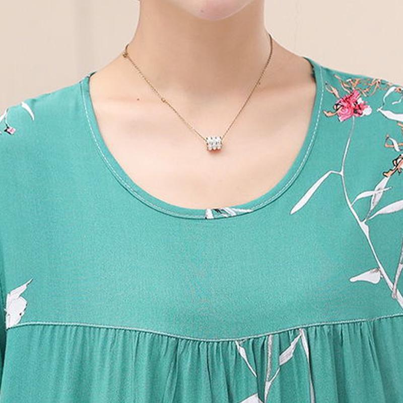 Женское летнее свободное платье с короткими рукавами, домашняя одежда, хлопковая шелковая пижама