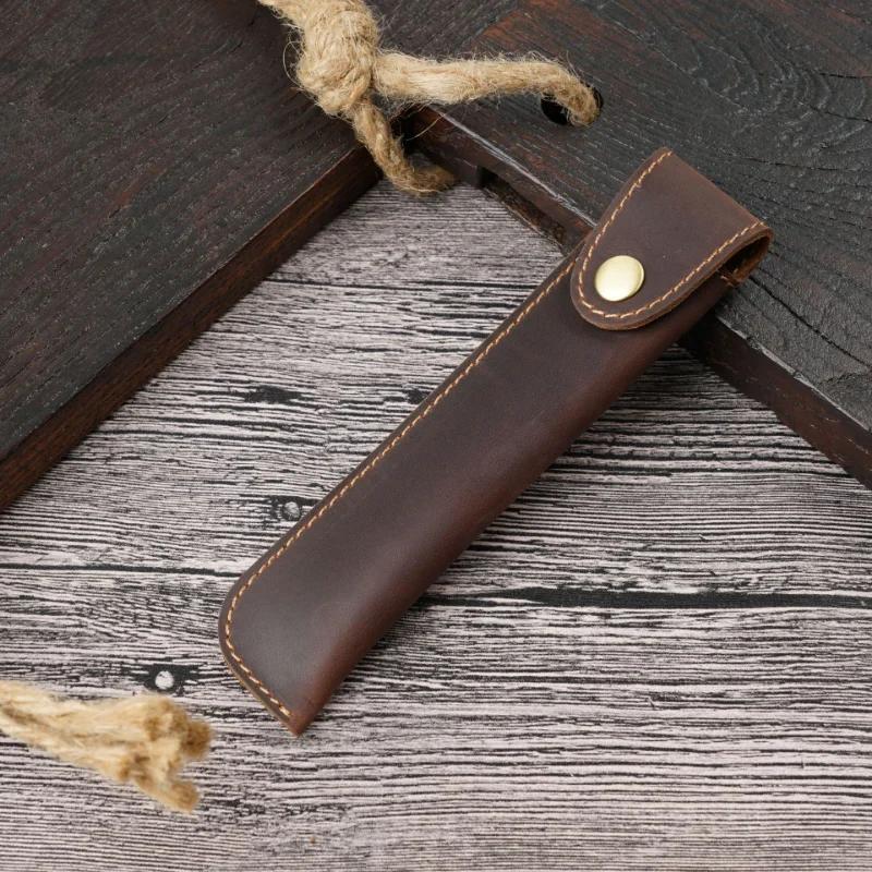 Retro Fountain Pen Case Genuine Leather Handmade Pencil Bag Pen Cover Stationery Creative Protective Cover School Supplies