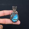 Turquoise Gemstone Pure Copper Wire Wrapped Handmade Pendant Jewelry