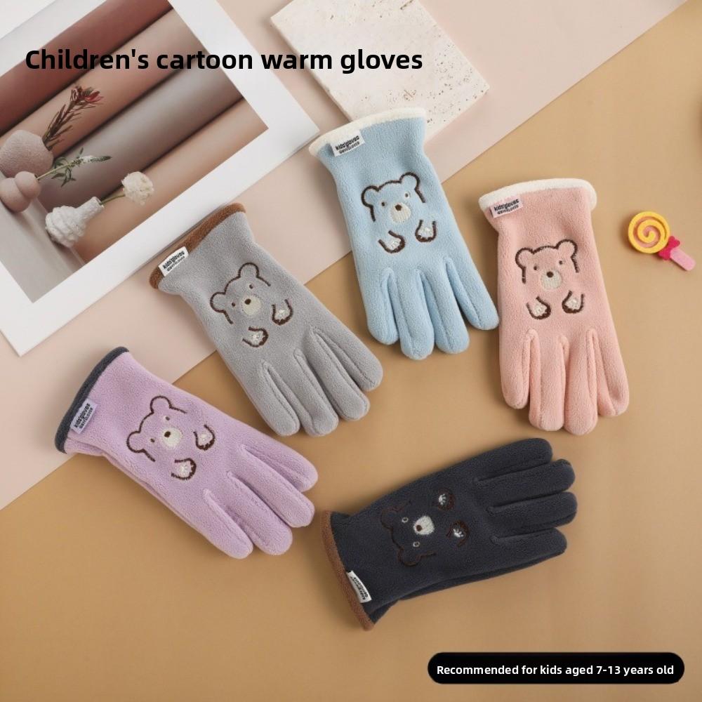 Plush Ski Gloves Polar Fleece Full Finger Gloves New Windproof Coldproof Gloves Autumn and Winter