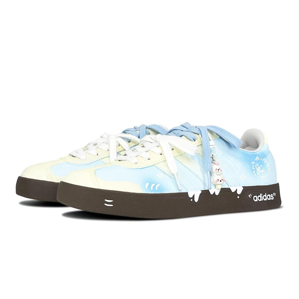 Adidas VL COURT 2.0 Puppy Ice Cream Abrasion Resistant Low top Skateboard Shoes Unisex Blue White JS3003(Team879-)