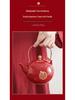 Red Teapot and Tea Cups Set with Tray for Wedding Celebration or Engagement