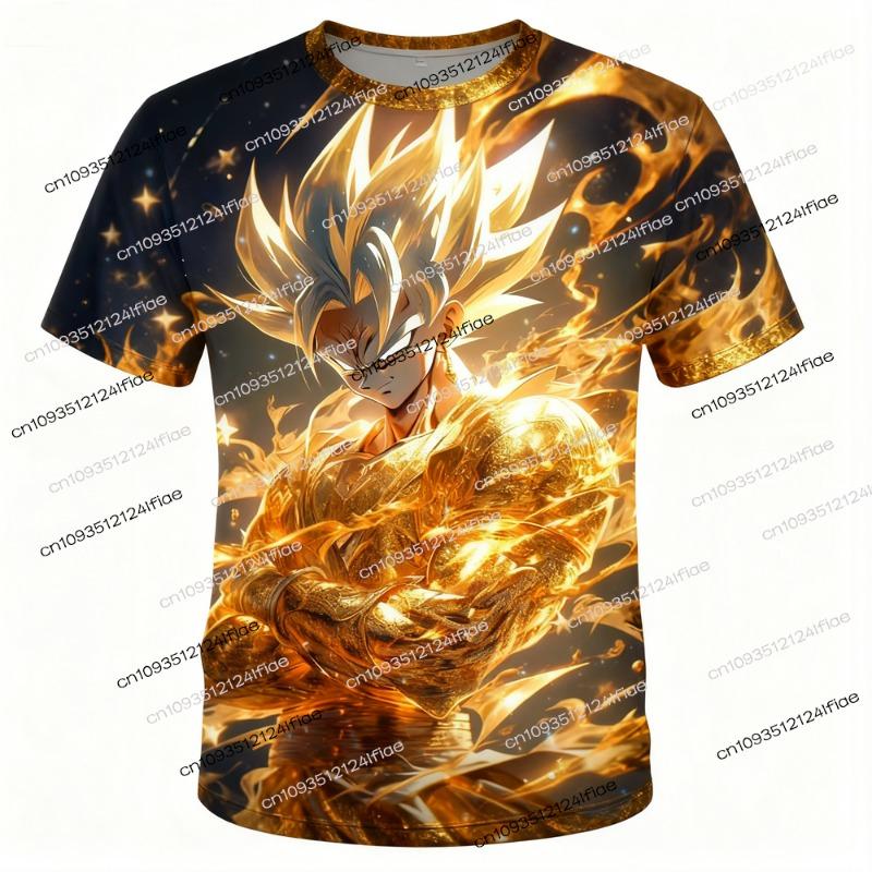 Летняя 3D-печатная футболка Dragon Ball Z Goku для мужчин и детей, повседневная спортивная одежда для активного отдыха, футбольных матчей и многого другого